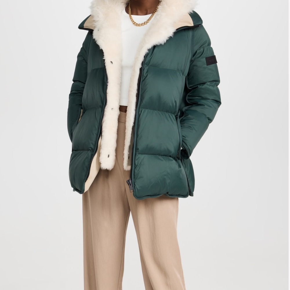 $1950 Army By Yves Salomon Puffer Technical Fabric Lamb Coat size 42 or L-XL